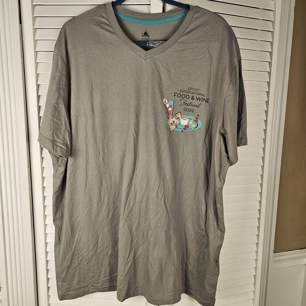 Disney Parks Womens Gray 2021 Epcot International Food Wine Festival Tshirt XXL